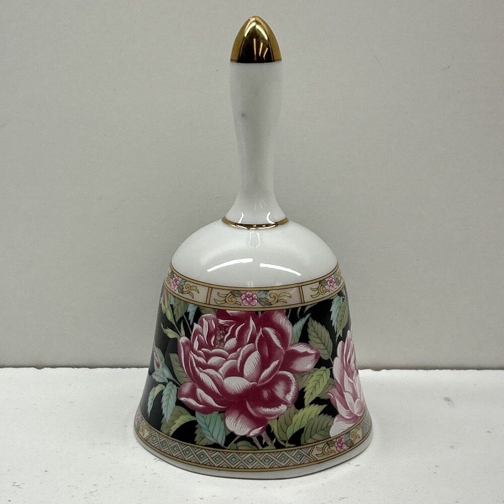 Vintage Lefton China Bell Pink Rose Gold Trim‎ Japan 1989